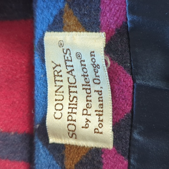 VINTAGE 1990's PENDLETON Country Sophisticates MULTICOLORED WOOL BOMBER JACKET - Picture 3 of 11